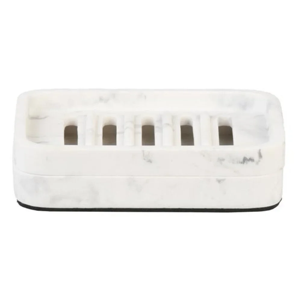 Faux Marble Soap Dish, White